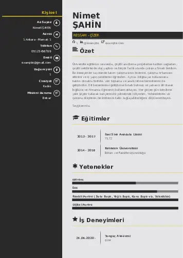 Ressam Cv Örnekleri cv indir